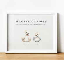 Load image into Gallery viewer, Personalised Family Print | Personalised Gift for Grandma from Grandchildren - swan
