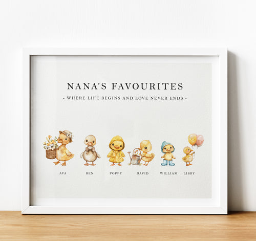 Personalised Family Print | Personalised Gift for Grandma from Grandchildren - ducklings