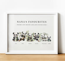 Load image into Gallery viewer, Personalised Family Print | Personalised Gift for Grandma from Grandchildren - panda
