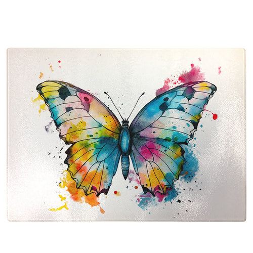 Glass Chopping Board | Colourful Butterfly Worktop Saver For Kitchen | Tempered Glass Cutting Board, Thoughtful Keepsake Co