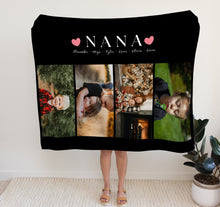 Load image into Gallery viewer, Personalised Photo Blanket | personalized gifts for grandma.  Crafted from premium Fleece material, these blankets are luxuriously soft and cozy, with up to 4 photos and personalised text.
