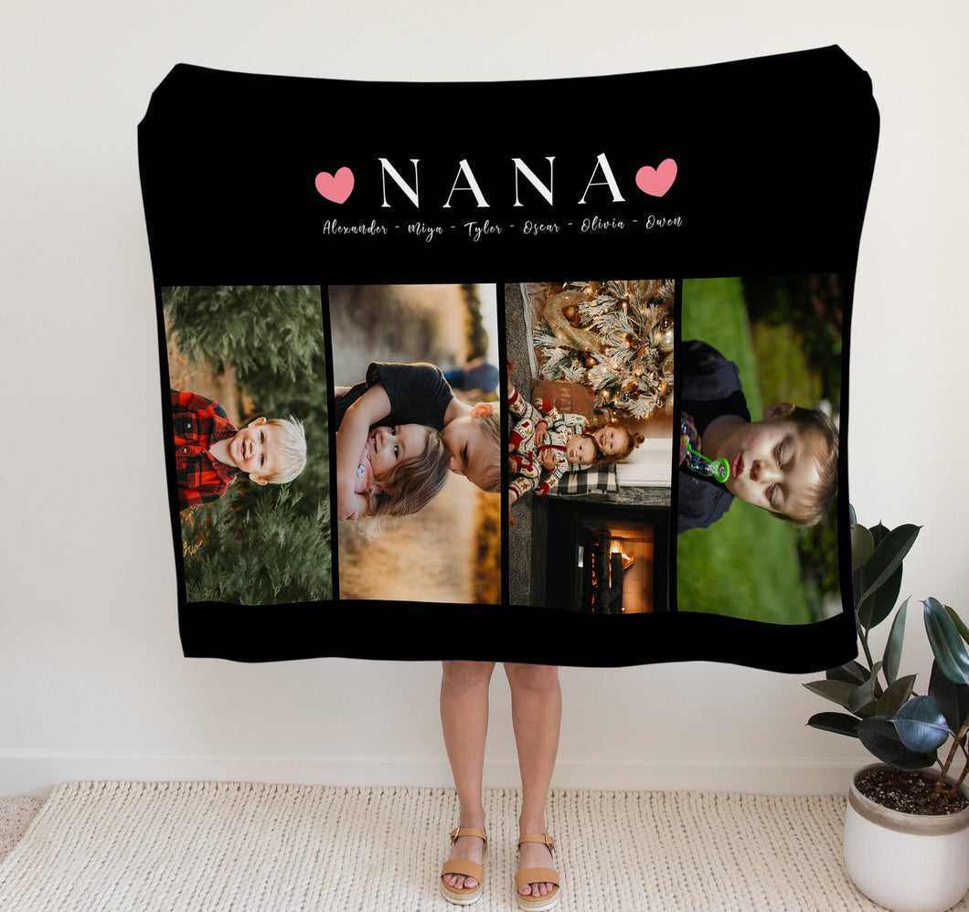 Personalised Photo Blanket | personalized gifts for grandma.  Crafted from premium Fleece material, these blankets are luxuriously soft and cozy, with up to 4 photos and personalised text.