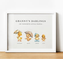 Load image into Gallery viewer, Personalised Family Print | Personalised Gift for Grandma from Grandchildren - ducklings
