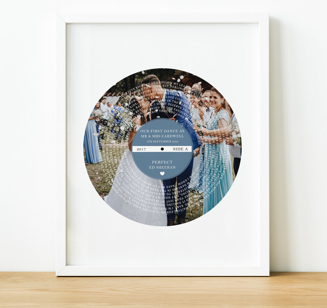 Personalised Anniversary Gifts | Song Lyrics Print - Vinyl Record Style