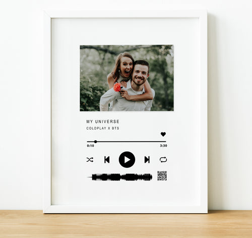 Personalised Anniversary Gifts, wedding song print, music player print, 1st Anniversary Gifts, First Dance song, Wedding Song Print, thoughtful keepsake co