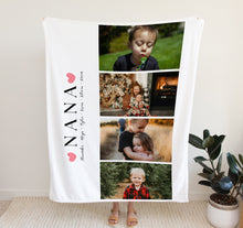 Load image into Gallery viewer, Personalised Photo Blanket | personalized gifts for grandma.  Crafted from premium Fleece material, these blankets are luxuriously soft and cozy, with up to 4 photos and personalised text.
