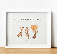 Load image into Gallery viewer, Personalised Family Print | Personalised Gift for Grandma from Grandchildren - giraffe
