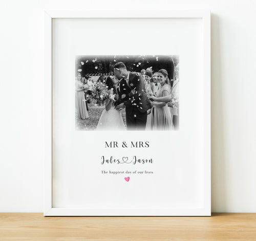 Personalised Anniversary Gifts  |  Photo Print with Quote and couples names