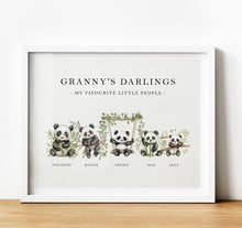 Load image into Gallery viewer, Personalised Family Print | Personalised Gift for Grandma from Grandchildren - panda
