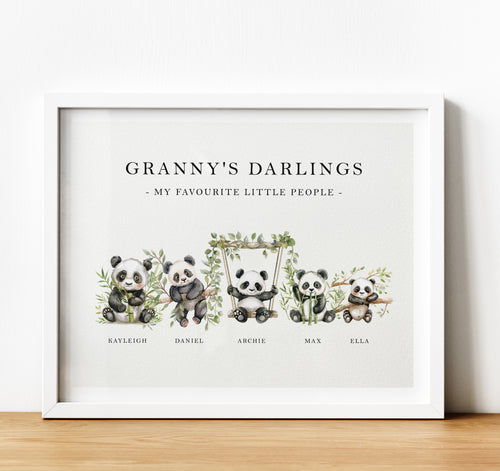 Personalised Family Print | Personalised Gift for Grandma from Grandchildren - panda