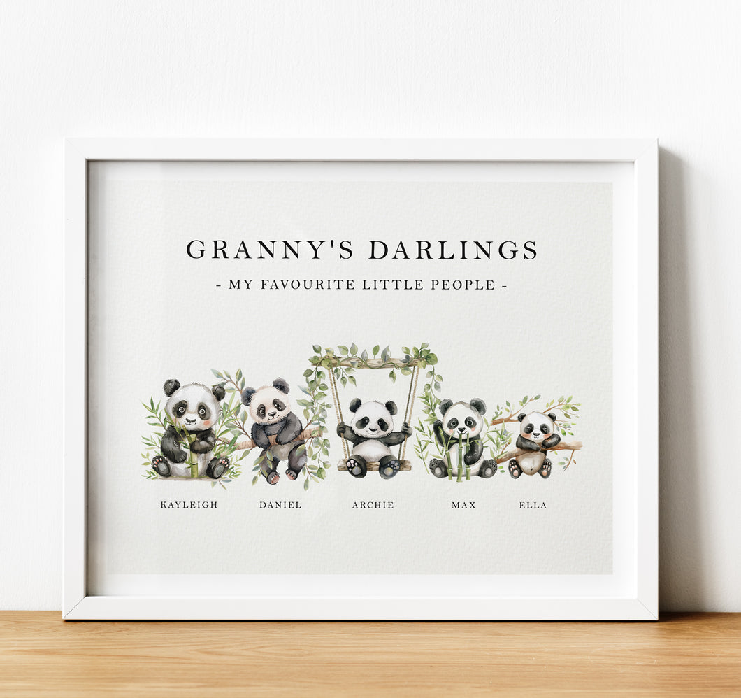 Personalised Family Print | Personalised Gift for Grandma from Grandchildren - panda