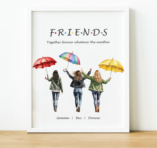 Personalised Gifts for Best Friend | Friends Umbrella Print with quote and names
