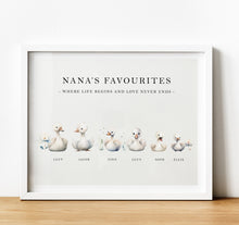 Load image into Gallery viewer, Personalised Family Print | Personalised Gift for Grandma from Grandchildren - swan
