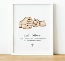 Load image into Gallery viewer, Adult &amp; Child fist bump hand illustration, with quote and personal message, Personalised Godparent Gifts, Gifts for Godmother from Goddaughter, thoughtful keepsake co
