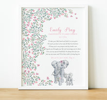 Load image into Gallery viewer, Personalised Christening Print | Godchild Gifts from Godparents | New baby nursery wall art by the thoughtful keepsake co
