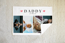 Load image into Gallery viewer, Personalised Photo Blanket | Unique gifts for dad.  Crafted from premium Fleece material, these blankets are luxuriously soft and cozy, with up to 4 photos and personalised text.
