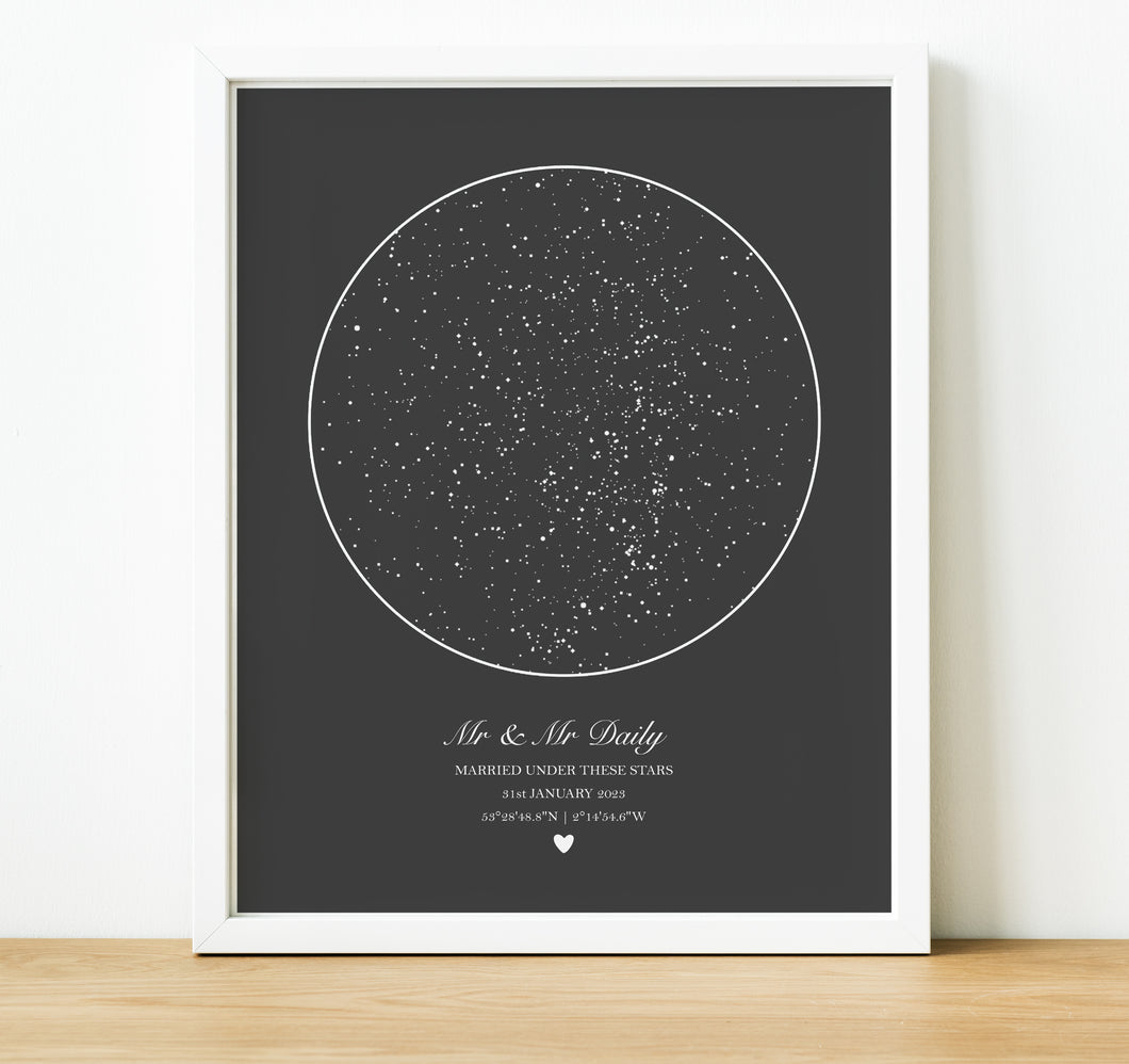 Personalised Anniversary Gifts | The Night Sky Star Map Print