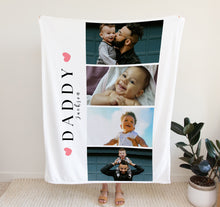 Load image into Gallery viewer, Personalised Photo Blanket | Unique gifts for dad.  Crafted from premium Fleece material, these blankets are luxuriously soft and cozy, with up to 4 photos and personalised text.
