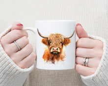 Load image into Gallery viewer, Colourful Animal Watercolour Mugs: Functional &amp; Stylish Tea &amp; Coffee Highland Cow Mug, thoughtful keepsake co
