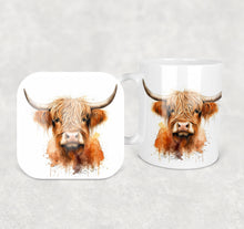 Load image into Gallery viewer, Colourful Animal Watercolour Mugs: Functional &amp; Stylish Tea &amp; Coffee Highland Cow Mug, thoughtful keepsake co

