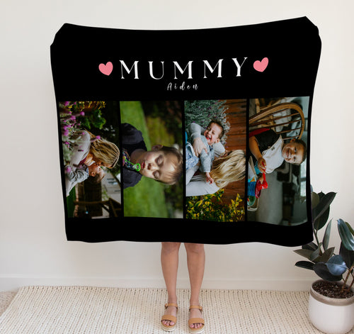 Personalised Photo Blanket | Sentimental gifts for mum.  Crafted from premium Fleece material, these blankets are luxuriously soft and cozy, with up to 4 photos and personalised text.