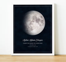 Load image into Gallery viewer, Moon Phase Wall Art | Personalised the night you were born birthday gift, moon phase on the night you were born, thoughtful keepsake co
