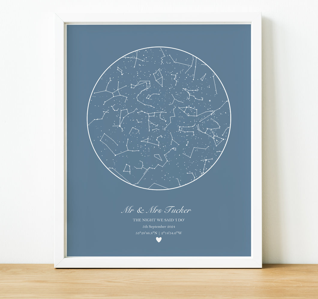 Personalised Anniversary Gifts | The Night Sky Star Map Print