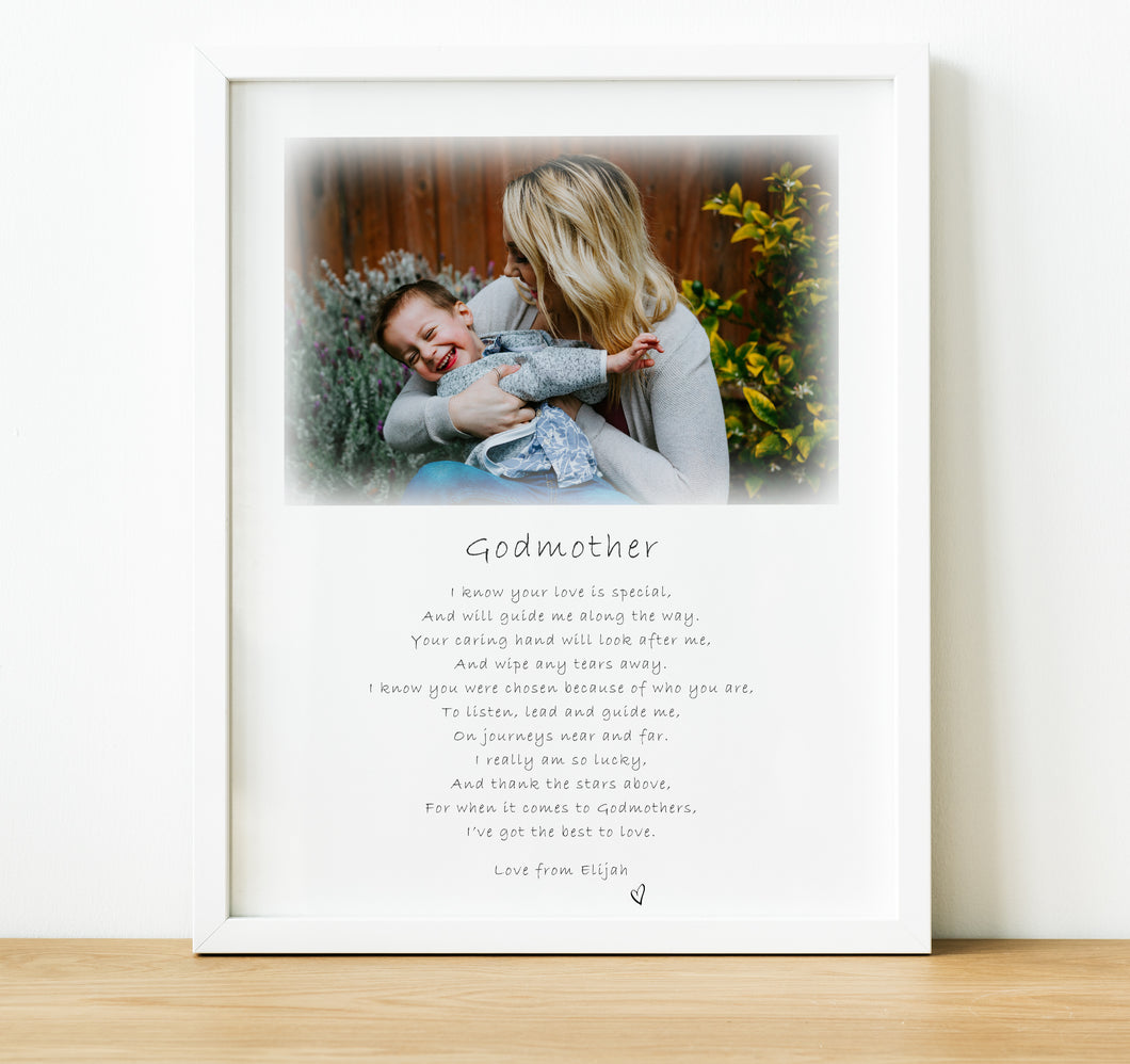 Personalised Godparent Poem Print | Godmother Gifts