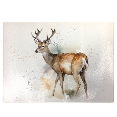 Glass Chopping Board | Colourful Deer Worktop Saver For Kitchen | Tempered Glass Cutting Board, Thoughtful Keepsake Co