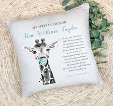 Load image into Gallery viewer, Personalised Baby Pillow | Godchild Gifts from Godparents | Pillow with poem for Godchild from their Godparents
