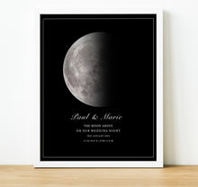 Load image into Gallery viewer, Moon Phase Wall Art | Personalised Anniversary Gifts, moon phase on the night we met, thoughtful keepsake co
