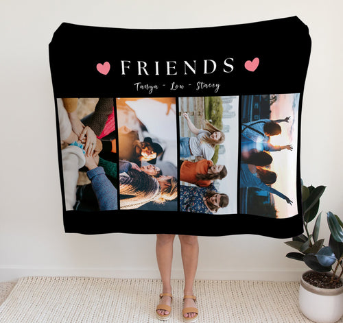 Personalised Photo Blanket | Meaningful Friendship Gifts. Crafted from premium Fleece material, these blankets are luxuriously soft and cozy, with up to 4 photos and personalised text.