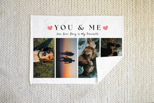 Load image into Gallery viewer, Personalised Photo Blanket | anniversary gifts for boyfriend.  Crafted from premium Fleece material, these blankets are luxuriously soft and cozy, with up to 4 photos and personalised text.
