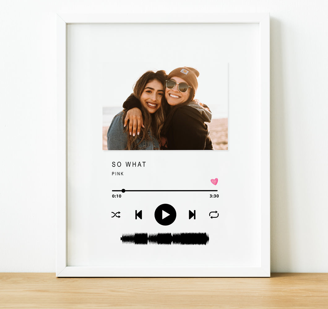 Personalised Gifts for Best Friend | Personalised Photo Print with Music Plaque
