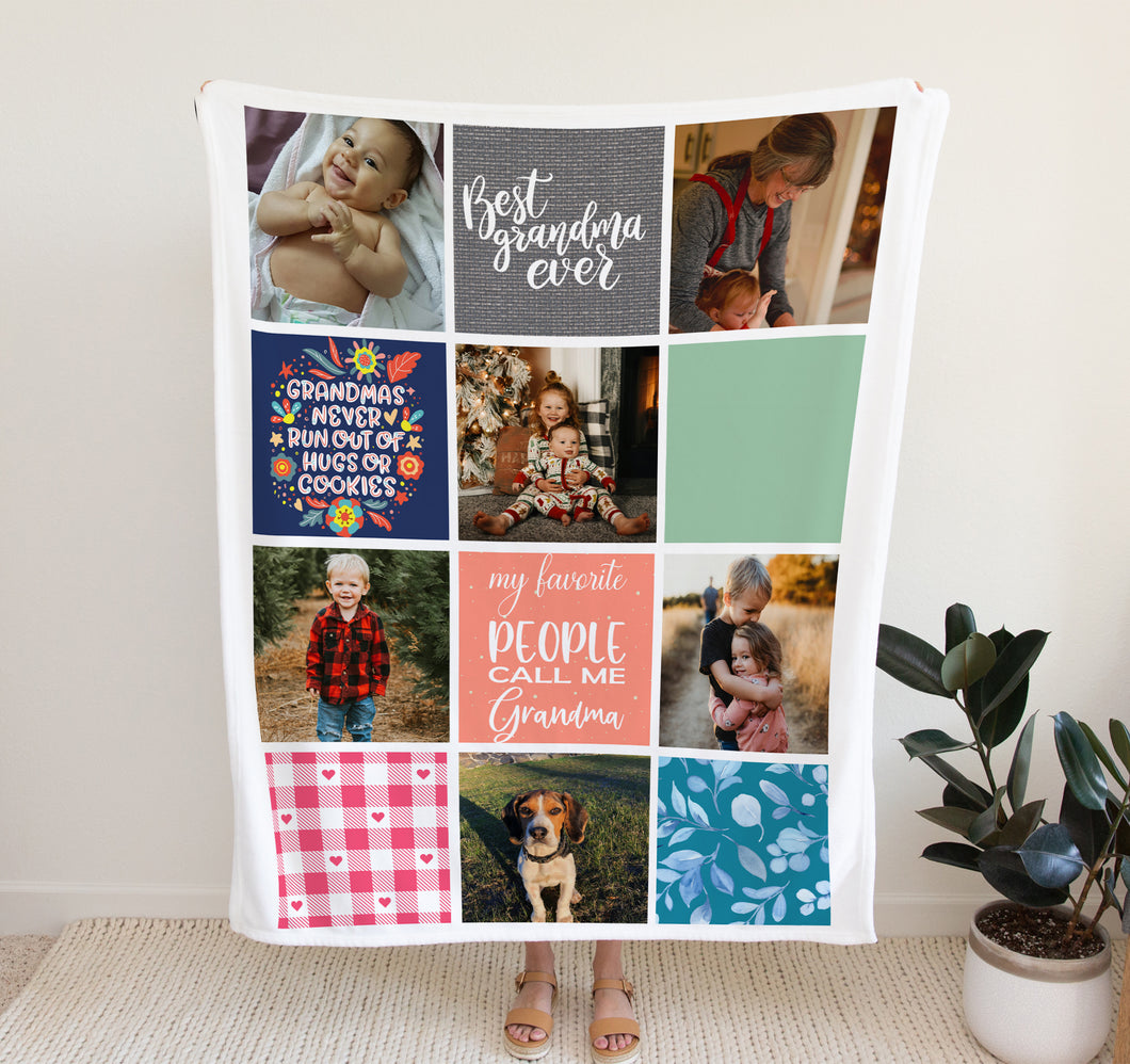 Personalised Photo Blanket Patchwork Quilt | Personalized Gifts for Grandma