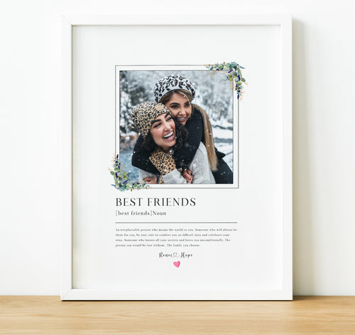 Personalised Gifts for Best Friend | Personalised Photo Print for Friends with friend definition quote and names