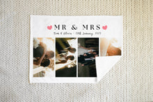 Load image into Gallery viewer, Personalised Photo Blanket | wedding gifts for couple.  Crafted from premium Fleece material, these blankets are luxuriously soft and cozy, with up to 4 photos and personalised text.
