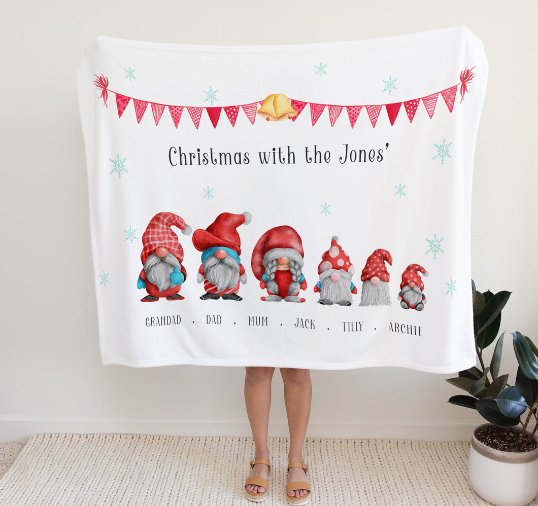 Personalised Fleece Blanket | Christmas Family Gifts, christmas themed blanket with family members names and surname, thoughtful keepsake co