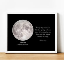 Load image into Gallery viewer, Personalised Memorial Gifts | Moon Phase Wall art and poem print to represent a lost loved one
