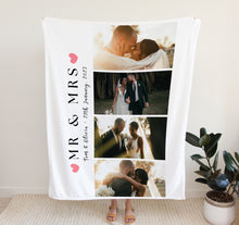 Load image into Gallery viewer, Personalised Photo Blanket | wedding gifts for couple.  Crafted from premium Fleece material, these blankets are luxuriously soft and cozy, with up to 4 photos and personalised text.
