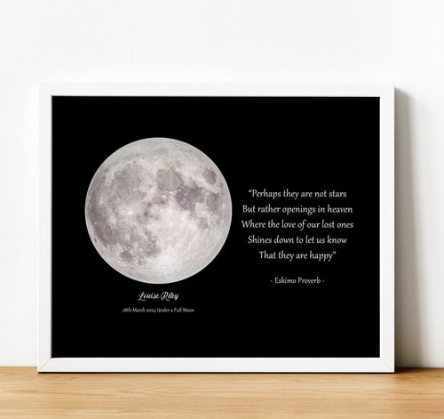 Personalised Memorial Gifts | Moon Phase Wall art and poem print to represent a lost loved one