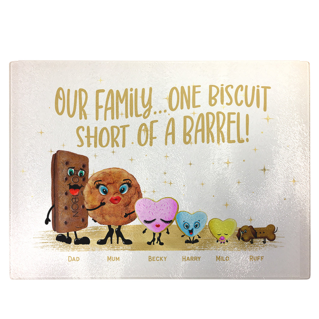 Personalised Chopping Board | Colourful Biscuit Family Glass Cutting Board Gift