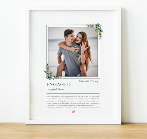 Personalised Engagement Gifts  |  Photo Print with Engaged Definition