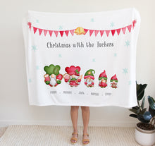 Load image into Gallery viewer, Personalised Fleece Blanket | Christmas Family Gifts, christmas themed blanket with family members names and surname, thoughtful keepsake co
