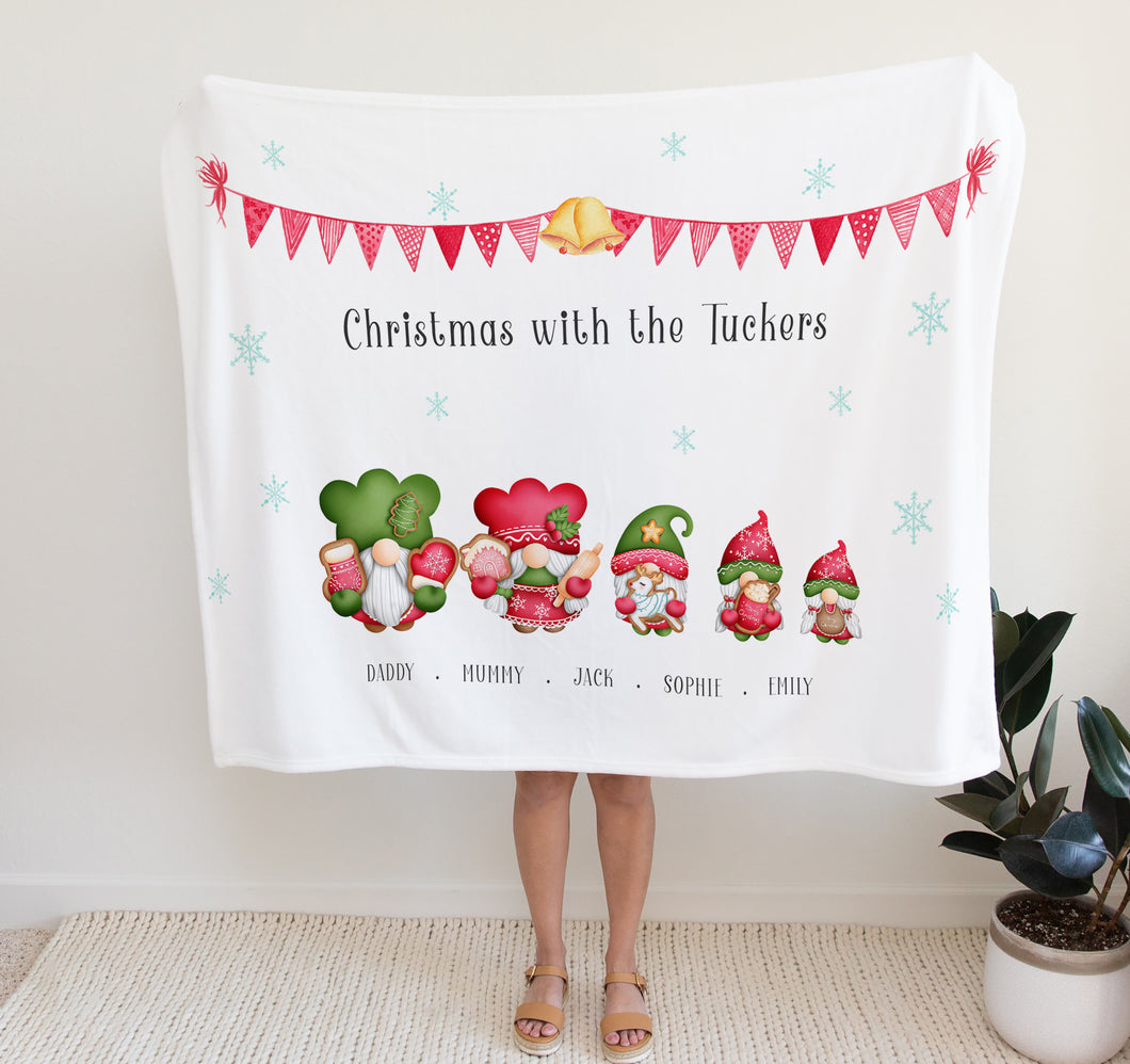 Personalised Fleece Blanket | Christmas Family Gifts, christmas themed blanket with family members names and surname, thoughtful keepsake co
