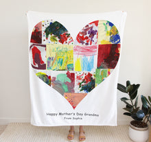 Load image into Gallery viewer, Soft fleece blanket with a collage of your childs artwork. 
