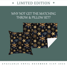 Load image into Gallery viewer, Christmas Fleece Throw | Luxuriously Soft and Cosy Blanket Winter Blue &amp; Gold
