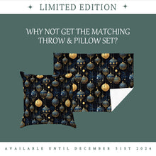 Load image into Gallery viewer, Christmas Fleece Throw | Luxuriously Soft and Cosy Blanket Winter Blue &amp; Gold
