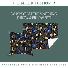 Load image into Gallery viewer, Christmas Fleece Throw | Luxuriously Soft and Cosy Blanket Winter Blue &amp; Gold
