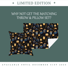 Load image into Gallery viewer, Christmas Fleece Throw | Luxuriously Soft and Cosy Blanket Winter Blue &amp; Gold
